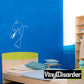 Grinning shark wall decal in white line art