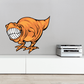 Orange grinning T-rex sticker with open mouth and visible white teeth