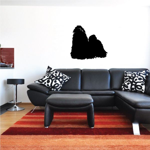 Groomed Shih Tzu decal, black dog silhouette