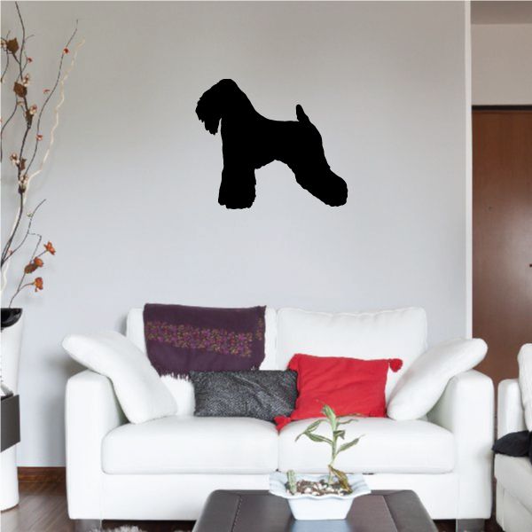 Wheaten terrier dog wall decal, black silhouette standing and facing left