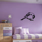 Grooming finch bird wall decal, black silhouette on a flat surface