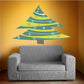 Christmas tree wall sticker, teal green tree with white ornaments and colorful lights