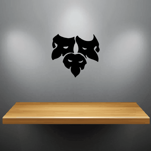 Set of 3 black masquerade mask decals with eye openings and decorative face shapes