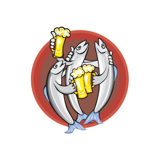 Image of Group of Fish Drinking Beer Sticker