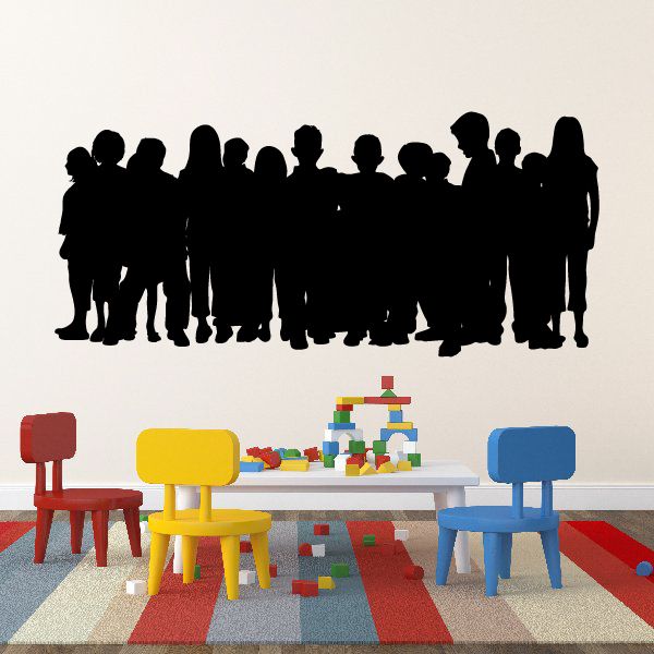 Black silhouette kids in line sticker