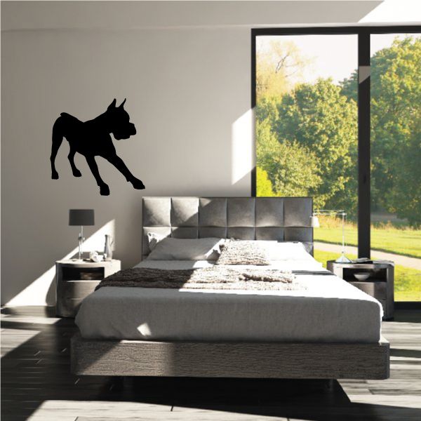 Growling boxer dog decal, black dog silhouette on wall