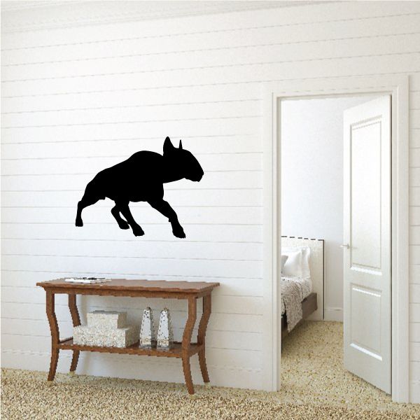 Black bull terrier growling dog decal silhouette for indoor wall