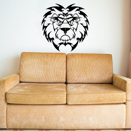 Image of Grumpy Lion Mascot Head Decal