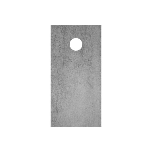 Grunge corn hole board wrap, dark gray rectangular panel with round center hole