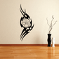 Black stylized moon face wall decal with flame-like accents
