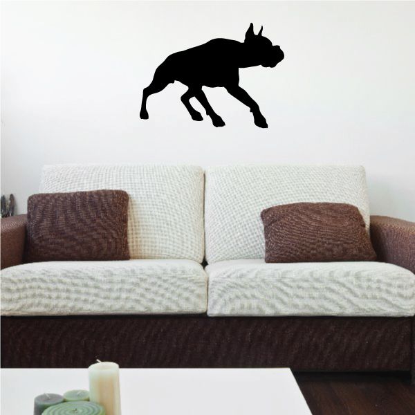 Black guard dog decal silhouette on wall