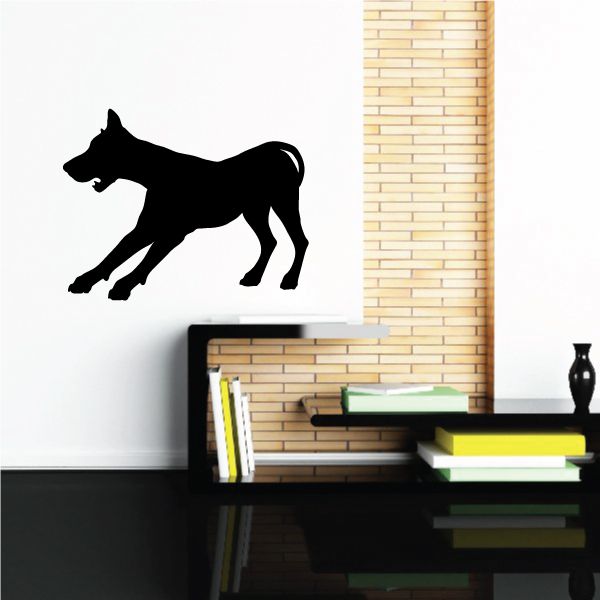 Doberman pinscher guard decal with black dog silhouette