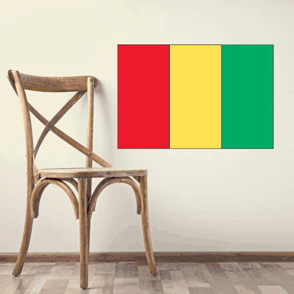 Guinea flag sticker with red, yellow, and green vertical bands