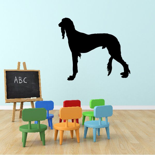 Gus dog decal with black standing dog silhouette on transparent background