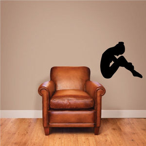 Gymnastics wall decal with black gymnast silhouette stretching in a split