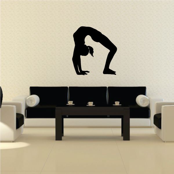 Gymnastics wall decal: black gymnast silhouette in floor pose