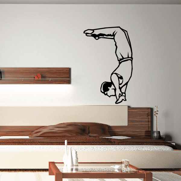 Gymnastics wall decal vinyl sticker of black gymnast handstand figure