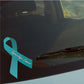 Teal gynecologic cancer awareness ribbon vinyl sticker with white text