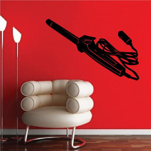 Hair curler decal sticker with black curler illustration on wall