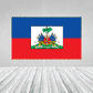 Haiti flag sticker with centered coat of arms, rectangular design