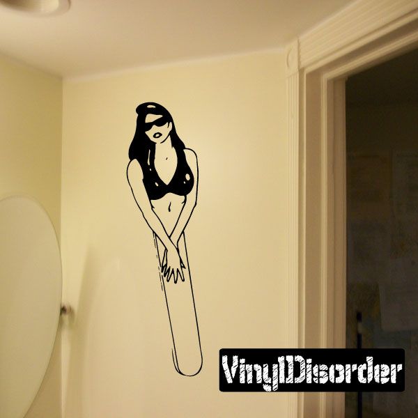 Woman and popsicle style decal, black outline line art sticker