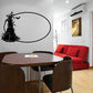 Halloween bat and cat oval wall decal with corn stalk silhouette, black