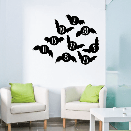 Image of Halloween Bats number Game Holiday Vinyl Wall Decal Mural Quotes Words ARTH4C5compact