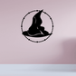 Halloween beaded circle witch hat decal with black witch hat silhouette