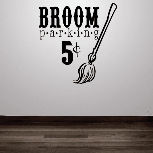 Image of Halloween Broom Parking 5 cents Decal