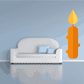 Halloween candle sticker: tall orange candle with yellow flame and round wick