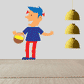 Halloween Frankenstein monster character decal: blue-haired boy, striped shirt, red pants.