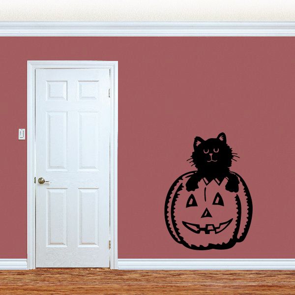 Image of Halloween Cat in Pumpkin Decal