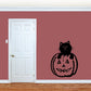 Halloween cat in jack-o-lantern pumpkin decal, black cat with spooky face