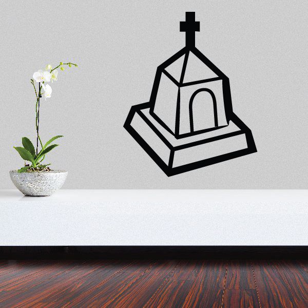 Image of Halloween Cross Building Tombstone Decal