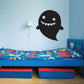 Halloween ghost decal, black derpy ghost with white eyes and jagged teeth