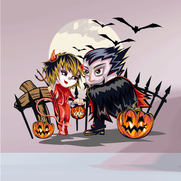 Image of Halloween Devil and Dracula Character Decal