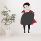 Halloween Dracula character decal of a cartoon vampire in red cape holding a dark cloak