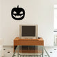 Halloween fanged jack-o-lantern decal, black smiling pumpkin face with fangs