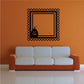 Halloween pumpkin frame wall decal, square black jack-o'-lantern in dotted border
