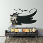 Frankenstein cartoon wall sticker with bats and dark swoosh