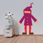 Halloween character sticker: purple coat figure with red pants and brown shoes