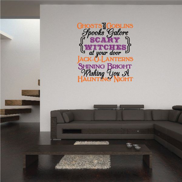 Image of Halloween Ghosts and Goblins Typography Decal