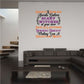 Halloween typography wall decal with orange text: Ghosts, Goblins, Scary Witches, Haunting Night.