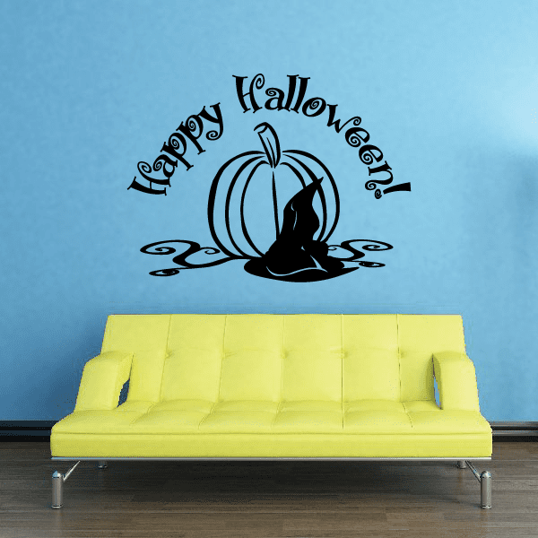 Image of Halloween Happy Pumpkin and Hat Decal