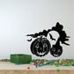Black Halloween jack-o-lantern sky wall decal with bats and three pumpkins