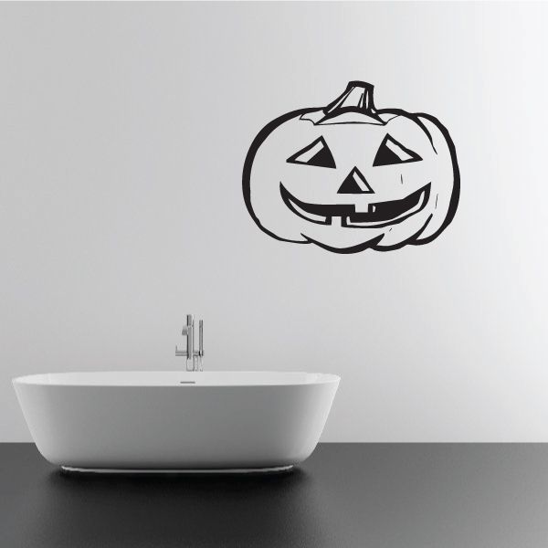 Image of Halloween Jack-o-Lantern Grinning Wide Decal