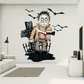 Halloween Jason-style wall decal with hockey mask, orange jacket, and bat silhouettes