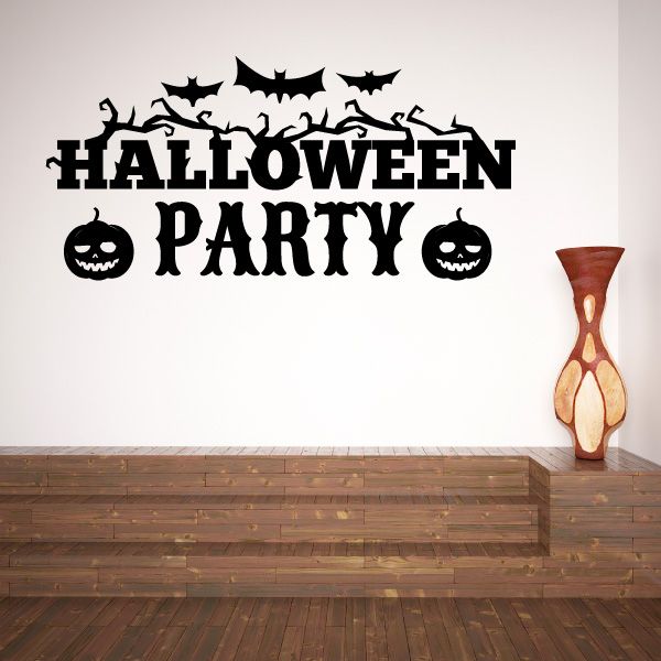 Image of Halloween Party Pumpkins and Bats Decal