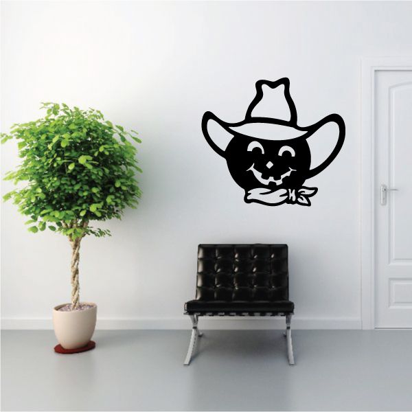 Image of Halloween Pumpkin Jack-o-Lantern Cowboy Hat Decal