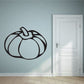 Halloween pumpkin decal, black oblong pumpkin outline with stem and leaf
